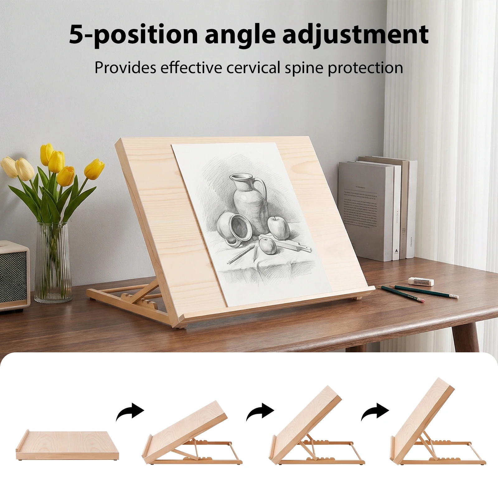 A2 Staffelei-Tisch, hölzerne Zeichenplatte, verstellbares Design, tragbare Box-Staffelei für Malerei, Skizzieren, Kunstwerke