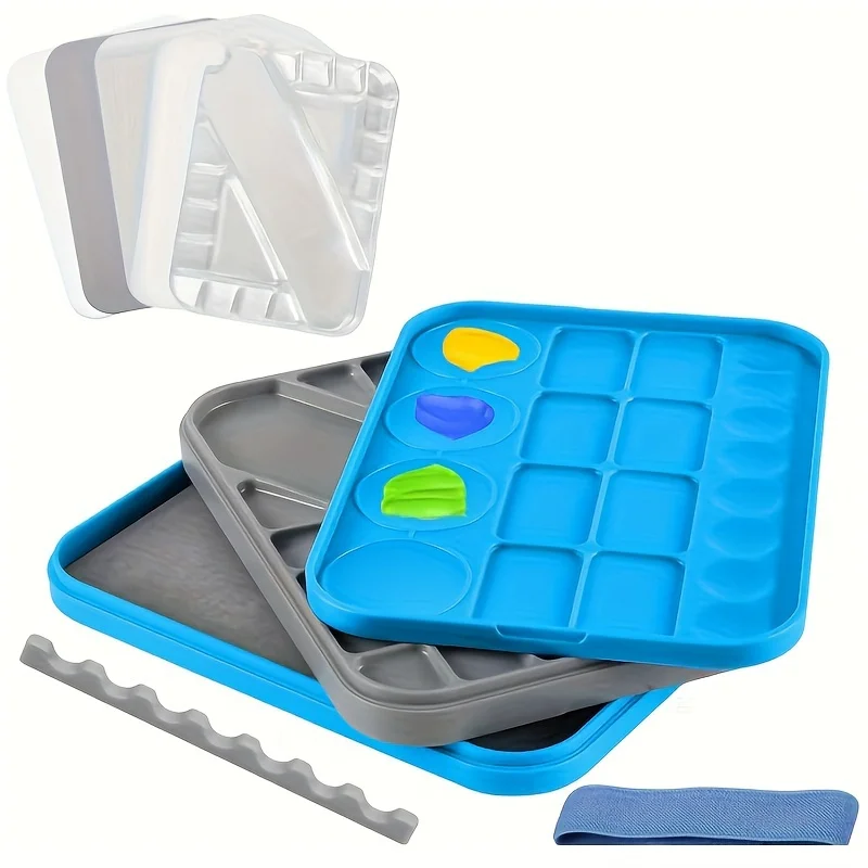 

1pc Art Palette, Watercolor Paint Color Palette, Plastic Oil Painting Brush Bracket, Easy Cleaned Artist Painting Palette