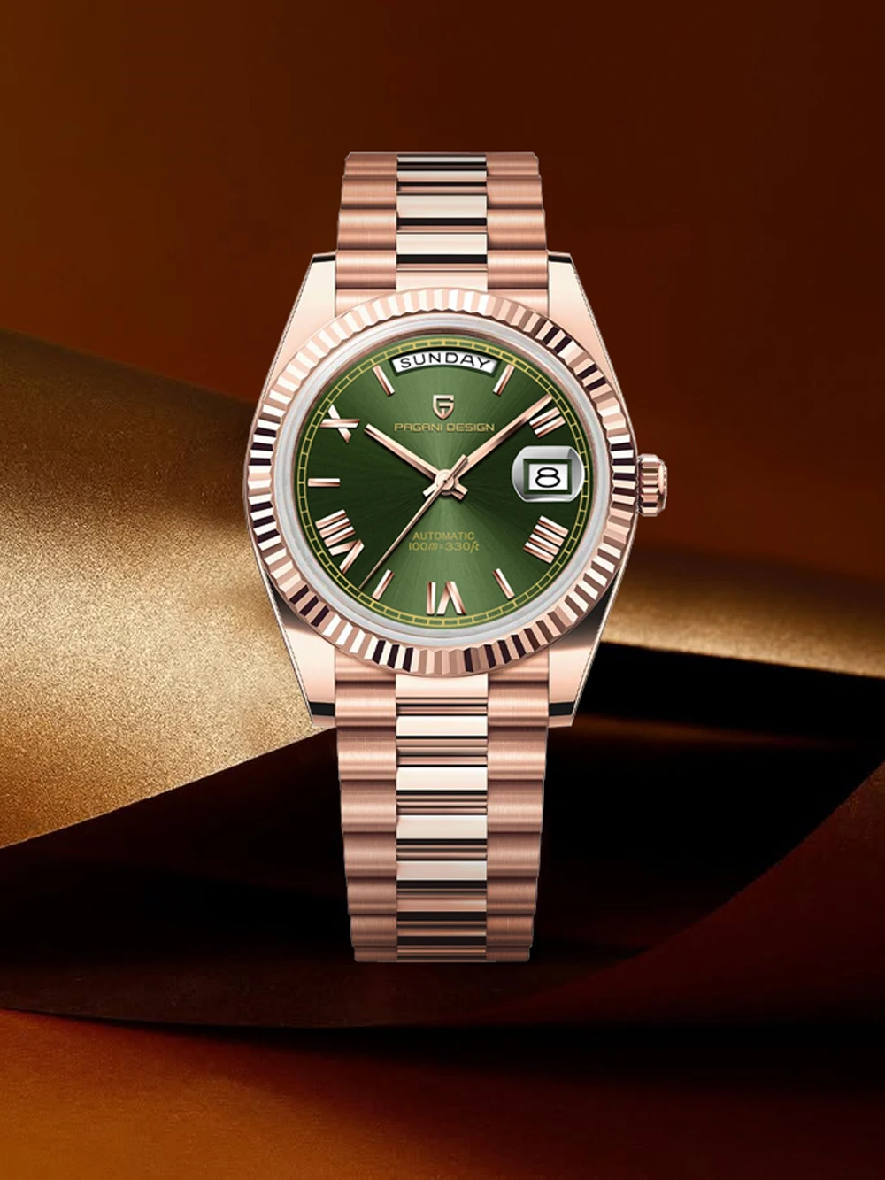 Die neuen DESIGN PAGANI D36 Herrenuhren, Herrenuhr aus Roségold, mechanische Automatikuhr für Herren, mechanische Luxusuhr mit Datumsanzeige, AR-Saphirglas, Edelstahl, Herrengeschenk, wasserdicht