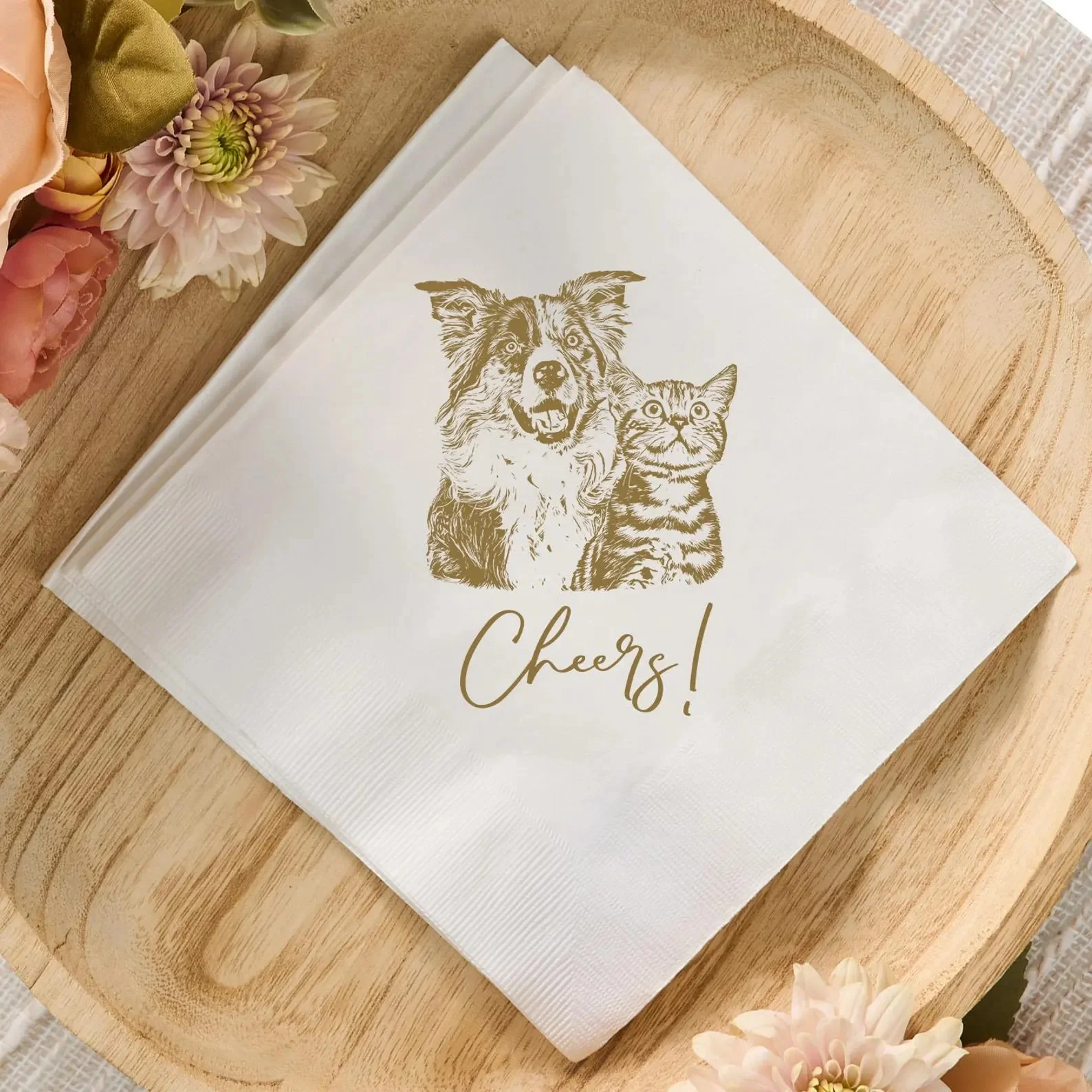 

50 шт. персонализированных салфеток для коктейлей с рисунком питомца, портрет собаки по фото, салфетки с собаками для свадебного бара, коктейль-вечера, приветственной вечеринки