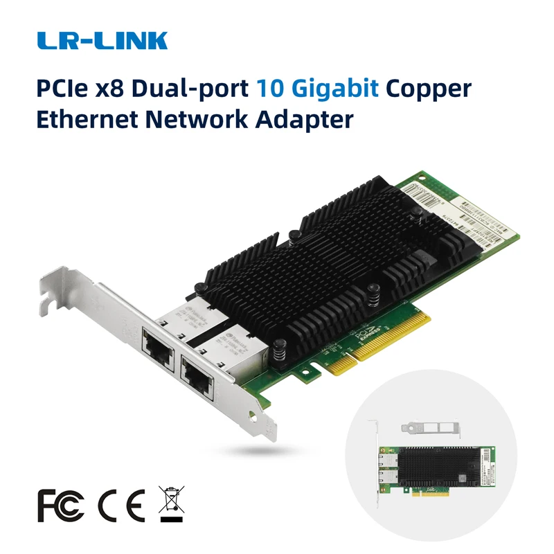 

LR-LINK 1025PT 10Gb PCI-E x8 Network Card Dual Copper RJ45 Port PCI Express Ethernet LAN Adapter NIC Compare to Intel X550-T2