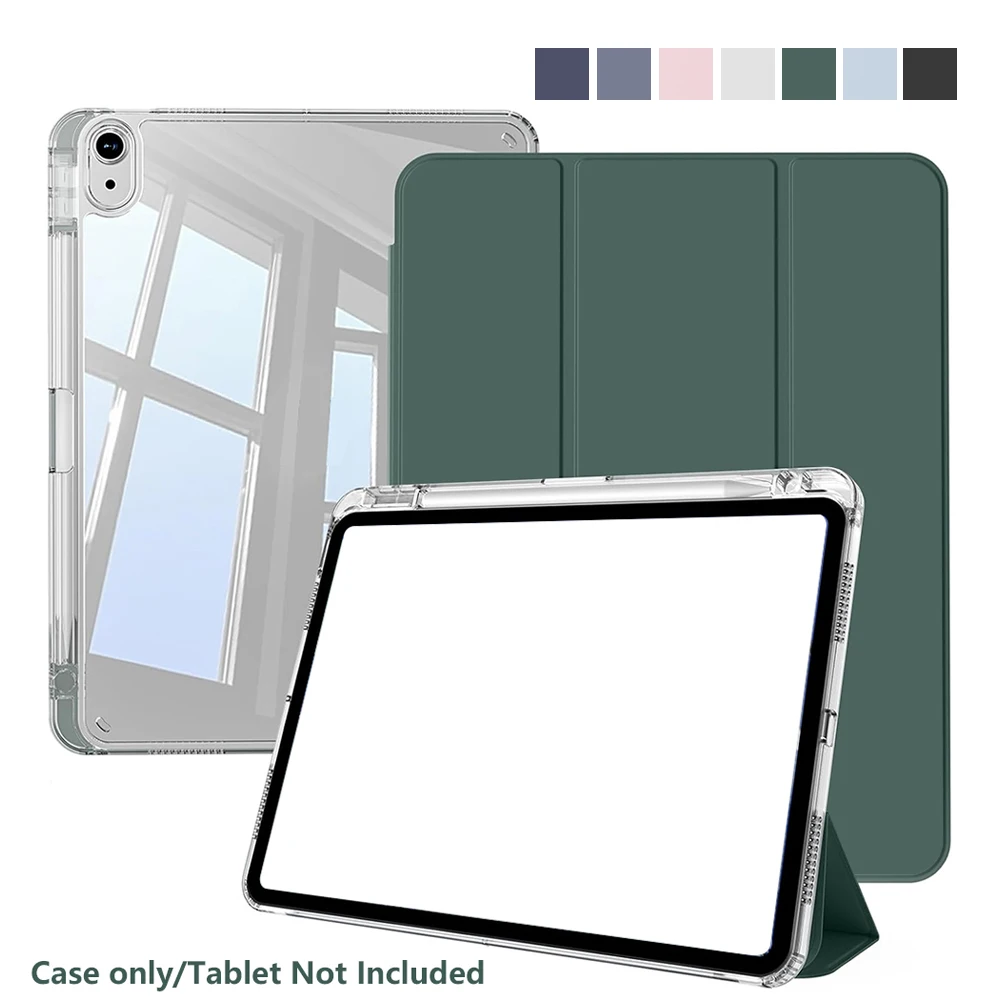 

Прозрачный чехол для iPad A16 11-го и 10-го поколений, 11 дюймов, 2025 года, с прозрачной акриловой задней панелью, держателем для Apple Pencil и функцией автоматического включения/выключения экрана