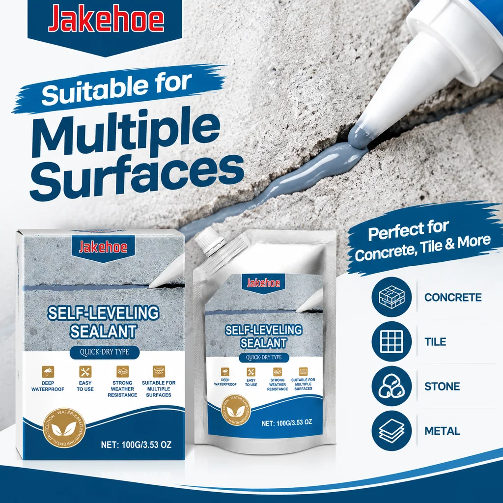 Concrete Crack Filler Self Leveling Sealant Waterproof High Elasticity Cement Crack Repair Sealant Cement Weather-Resistant Caulking Glue Quick-Drying Sealing Adhesive for Concrete