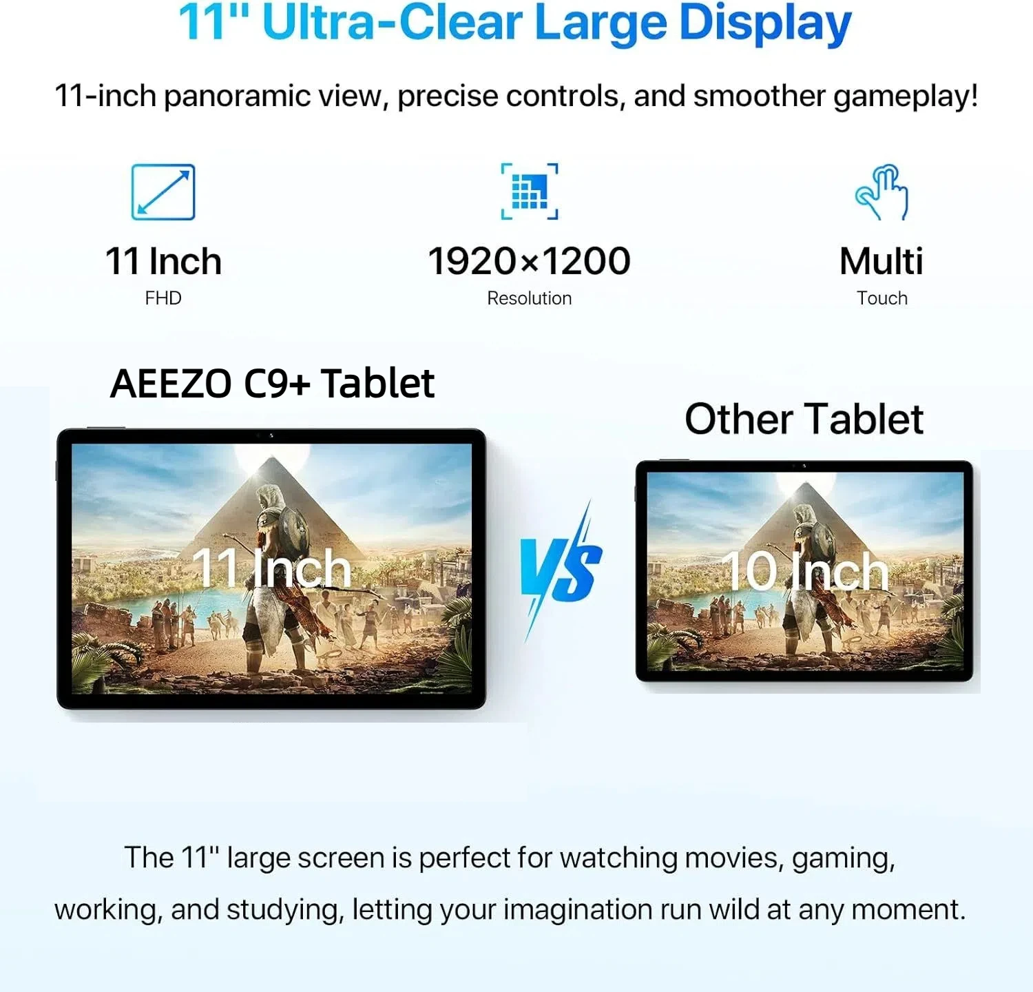 AEEZO 11인치 안드로이드 14 태블릿 옥타코어 12GB RAM 128GB ROM+1TB 확장 8MP+13MP 카메라 1920×1200 HD IPS 6800mAh 배터리