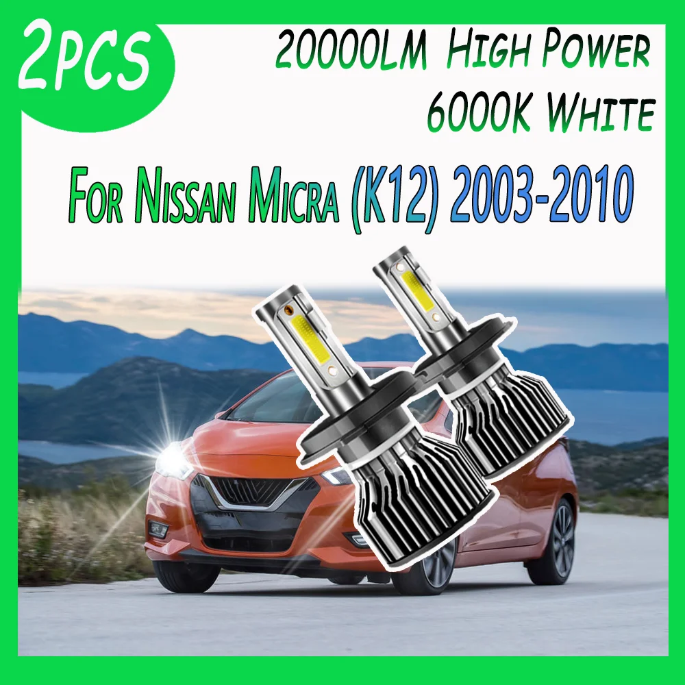 

H4 светодиодные лампы для фар 120 Вт, авто фары 12 В, 6000 К, белые для Nissan Micra (K12) 2003-2010 2004 2005 2006 2007 2008
