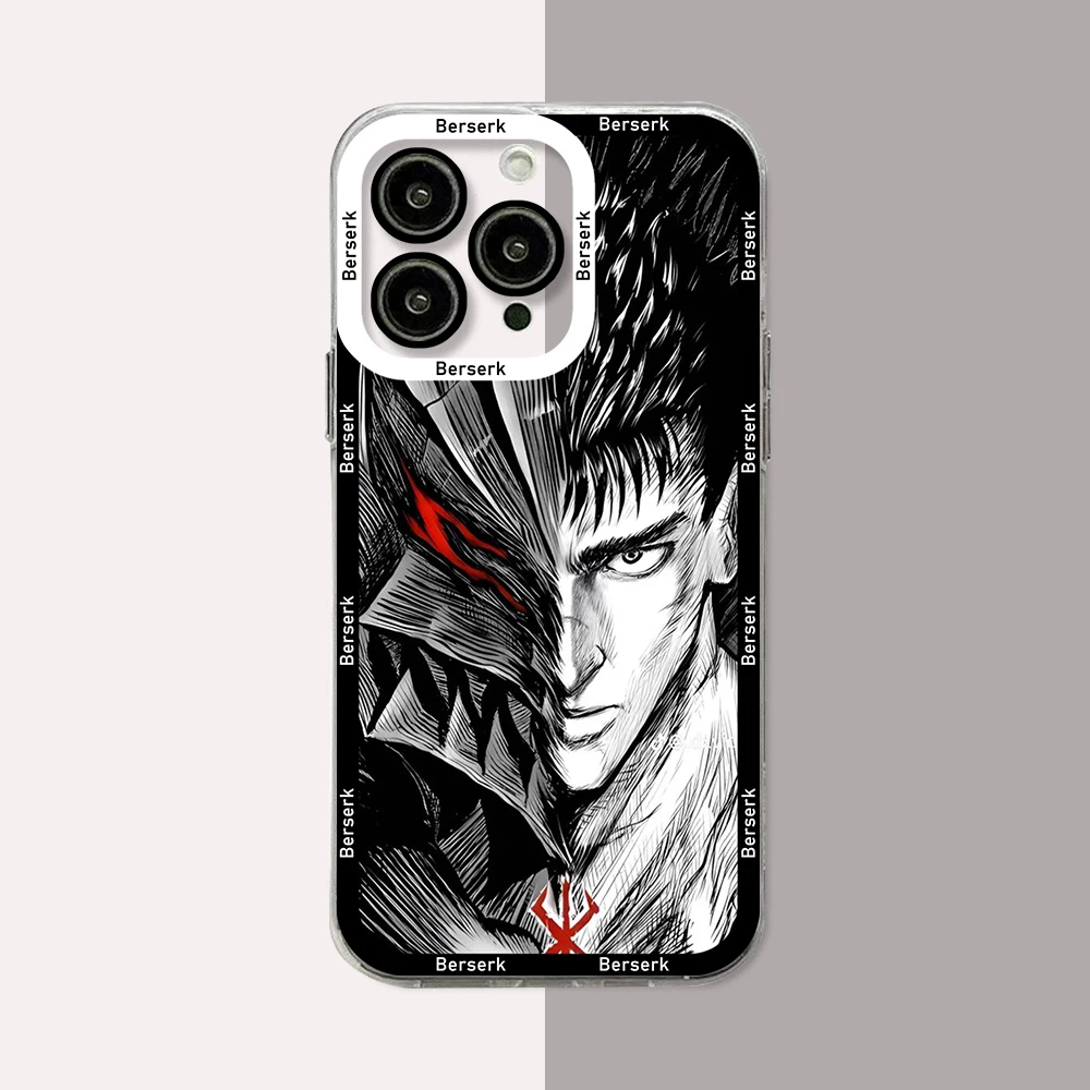 Klassische dunkle Anime Berserks Guts Handyhülle für iPhone 15 14 13 12 11 Pro Max X XR XS Max 6S 6 7 8 Plus SE20 Transparente Abdeckung