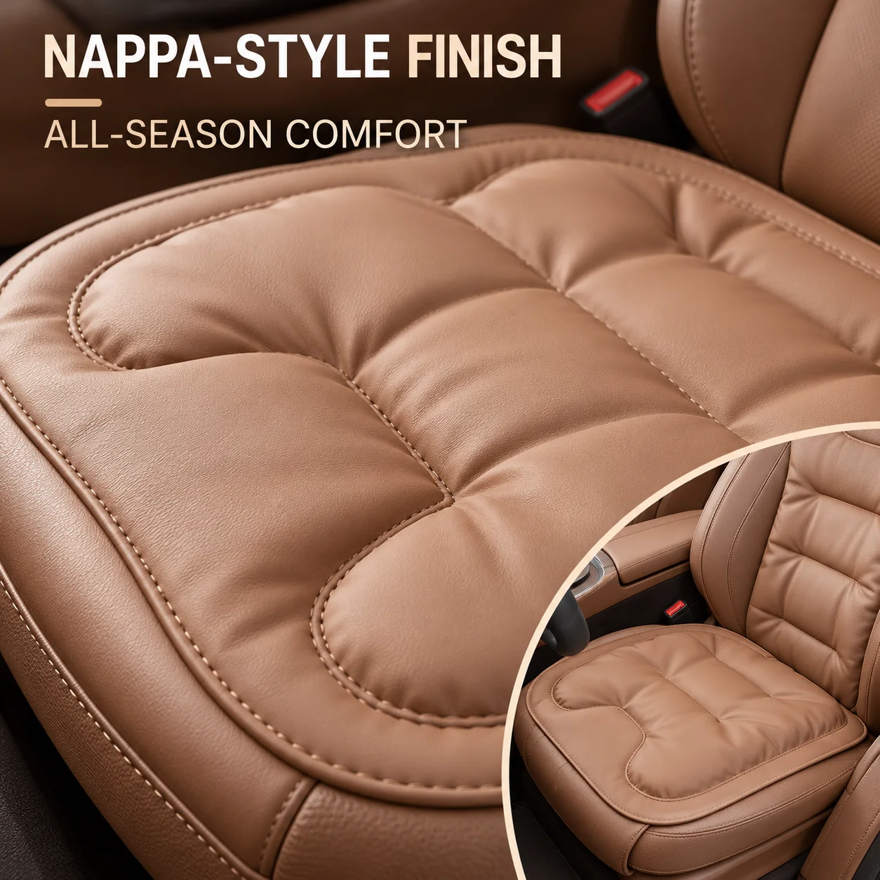 Universal Nappa Style Car Cushion Set 7 Piece Front Rear Seat Cushions Breathable Backrest Pads for All Season Driving Comfort