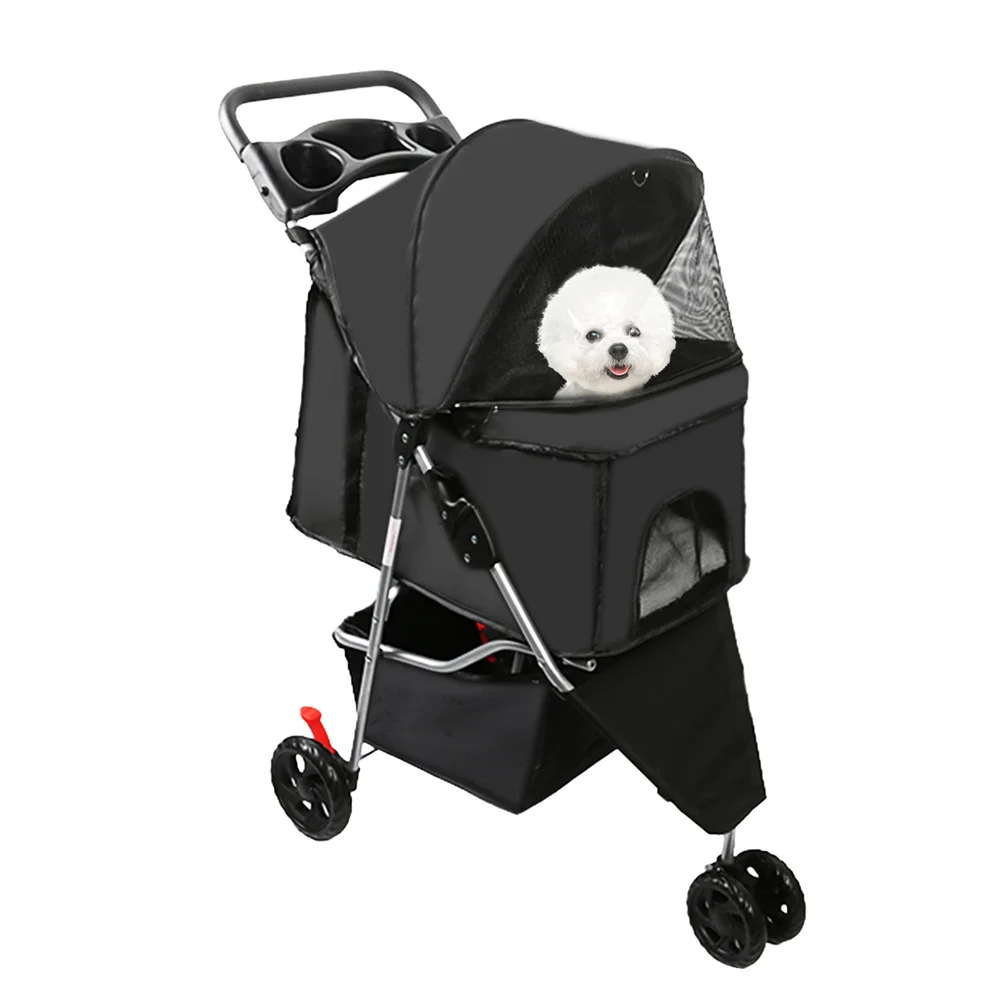 Outdoor Puppy Stroller Cat Dog Travel Breathable Pet Stroller Lightweight Folding Universal Wheels Small Medium Pet Stroller