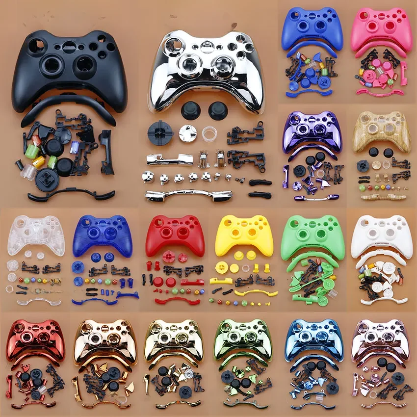 JCD Kunststoff Chrom Hard Gehäuse Shell Fall Für Xbox 360 Wireless Controller Vordere Rückseite Mit Vollen Satz Tasten