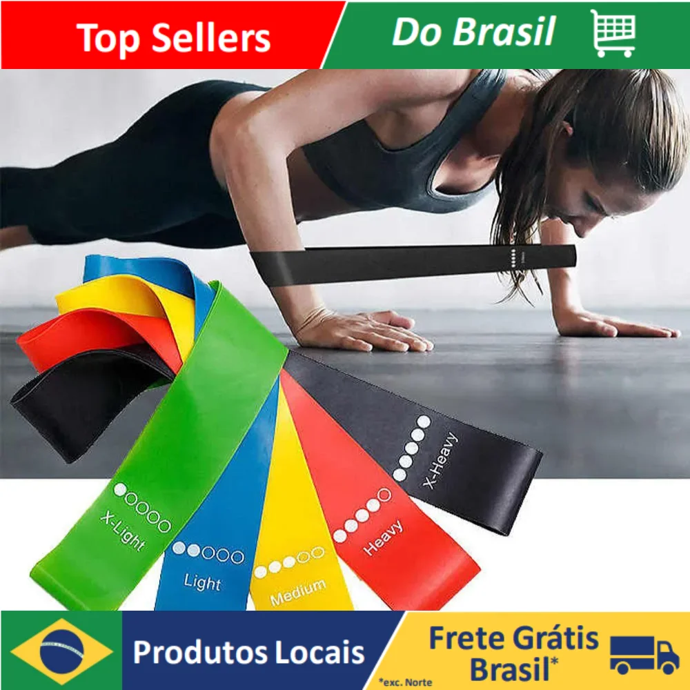 DAFUSHOP Kit 5 Faixas Elásticas Para Exercícios Multifuncional Yoga Fisioterapia e Treino Academia