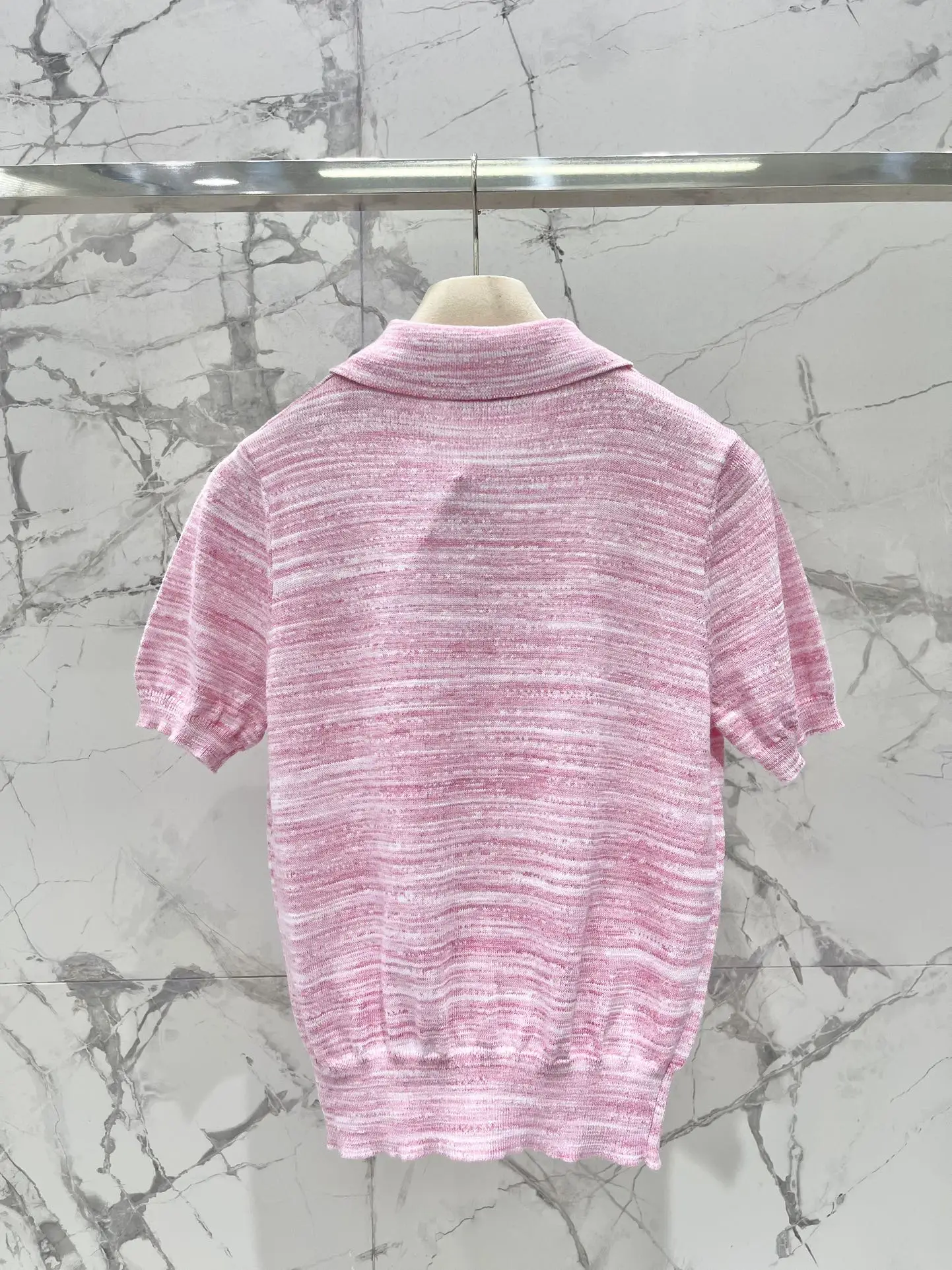 

2025 Summer New Fashionable and Comfortable Turn Down Collar Printed Letter Zipper Polo-neck Knitted Shirt