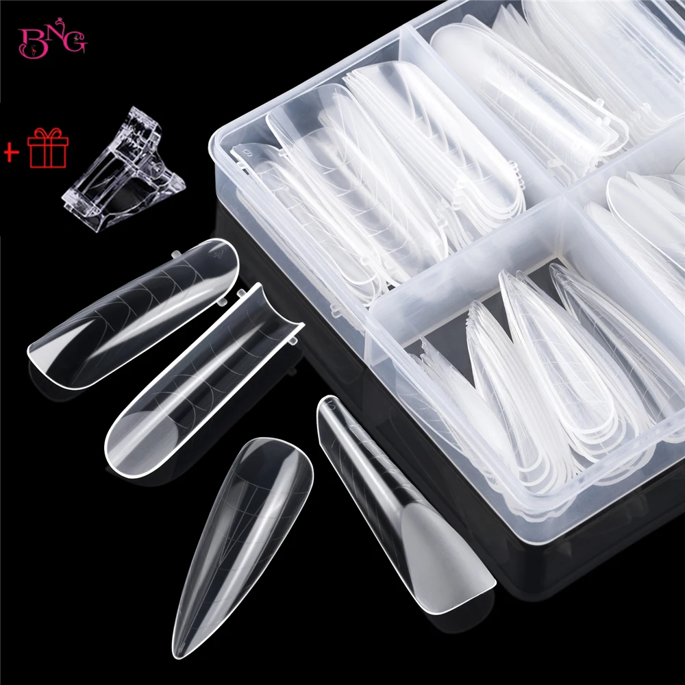 

BNG Poly Extension Gel Dual Nail Form 98Pcs Builder Nail Gel Stiletto Top Nail Molds Square False Nail Tips for Manicure Tools