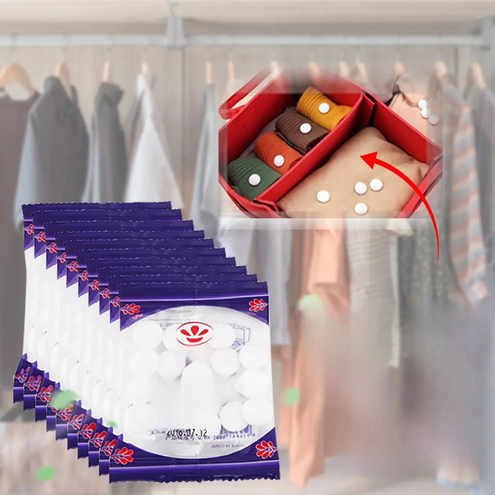 Mottenballen 100-500 Stuks Huishoudelijke Kamferballen Voor Garderobe Sneeuwwitje Orchidee Anti Schimmel Anti Geur Ballen Mottenballen Voor Kleding - afbeelding 2
