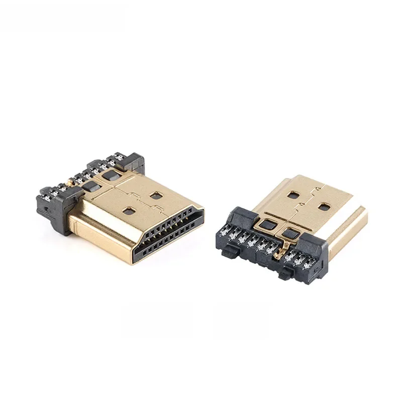 10 szt./2 szt. Złącze wtykowe HDMI 19P lutowane złączem męskim typu A-pozłacane HD 19PIN — zdjęcie 2