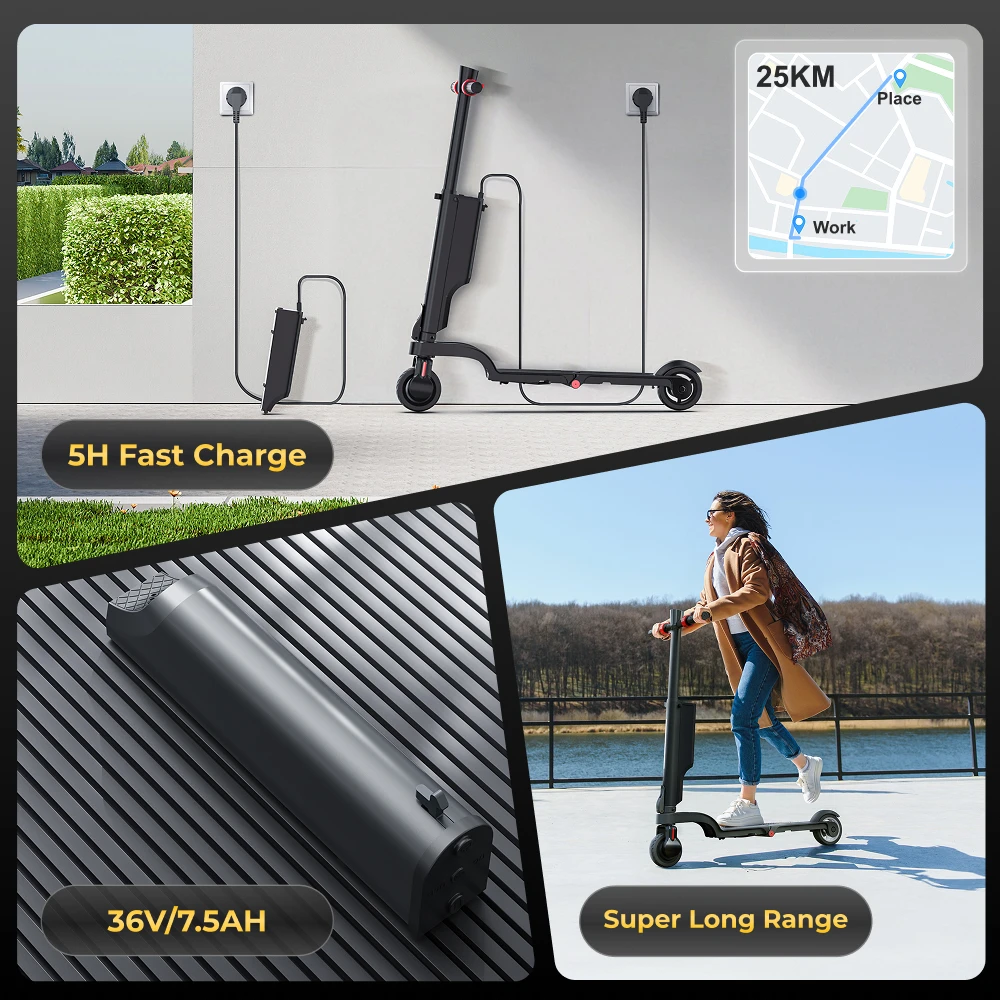 HX X6 Elektroroller 350W 25KM/H Faltbarer Elektro-Kickscooter 5,5 Zoll Räder 36V 7,5Ah Rucksack-E-Scooter für Erwachsene und Kinder