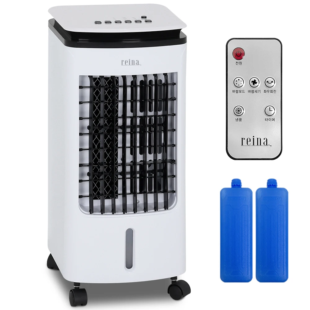 رينا-مبرد هواء بجهاز تحكم عن بعد للأعمال المنزلية والمكتبية ، مؤقت دوار ، عجلة متحركة ، عبوة ثلج رياح باردة بالطاقة ، مبردان ، 4 لترات