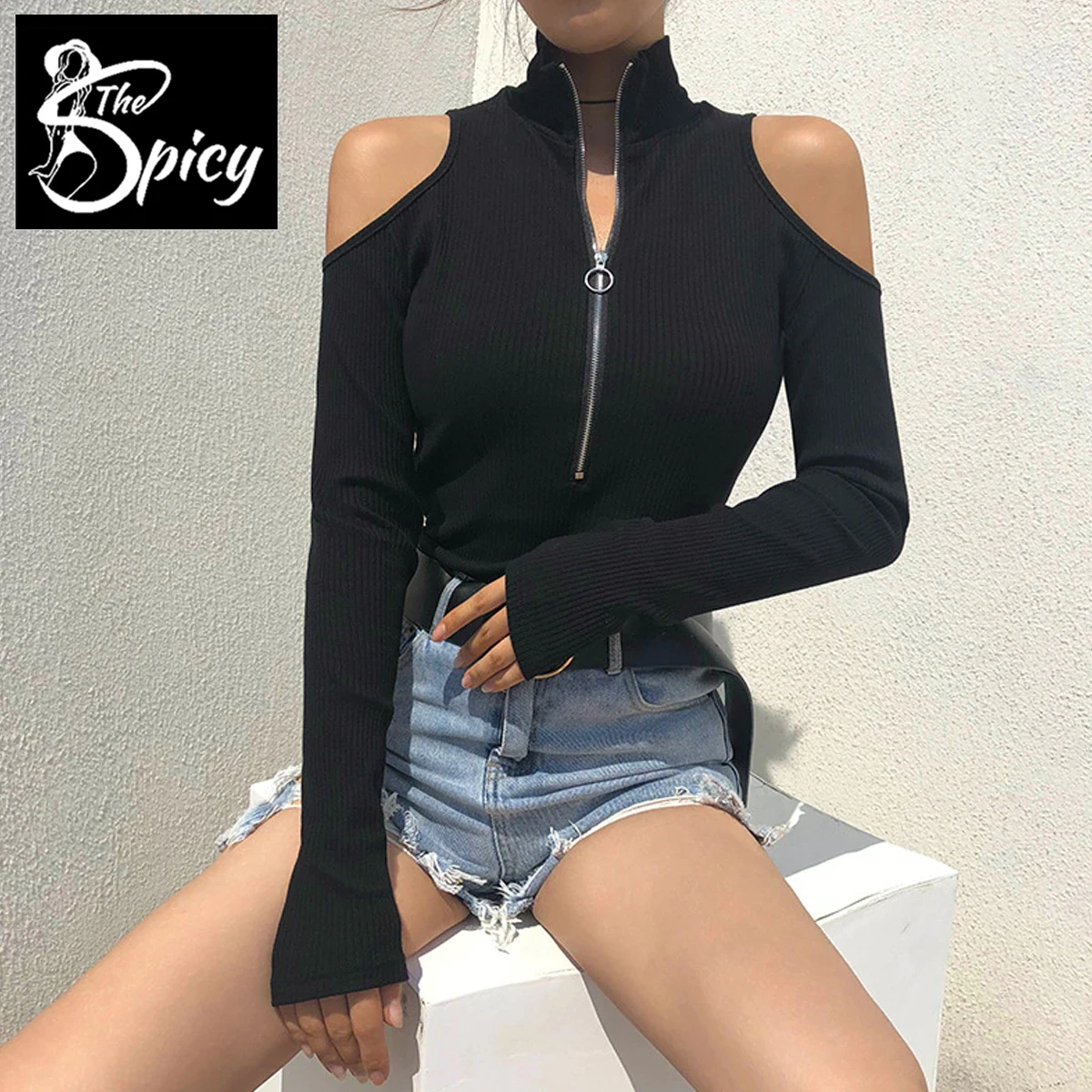 Spicy Girl's Sexy Strapless Long Sleeve Hollow Out Bodysuit Eco-Friendly Packing