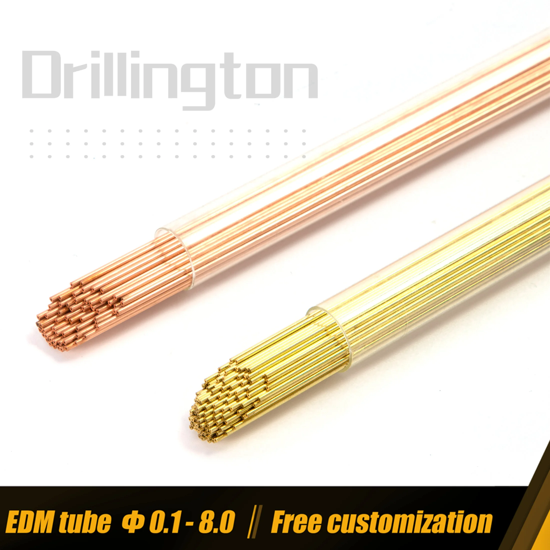 Drillington EDM Tube Brass Copper Tube High Precision 2.1 mm - 3.0 mm Single Hole Electrode Tubes 20 pcs for EDM Machine