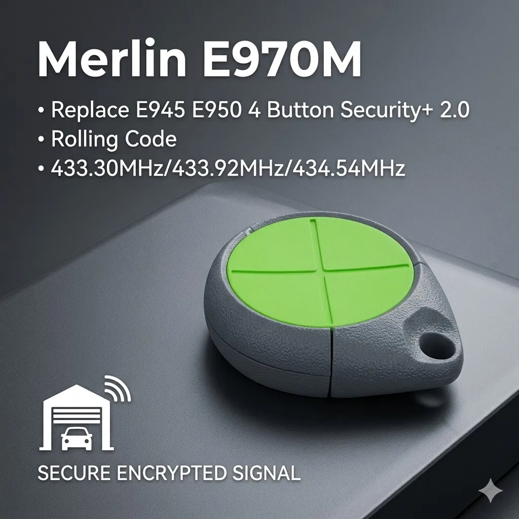 For Merlin E970M Garage Door Remote E945 E950 4 Button Security+ 2.0 Roller Door Gate Operator Opener Rolling Code