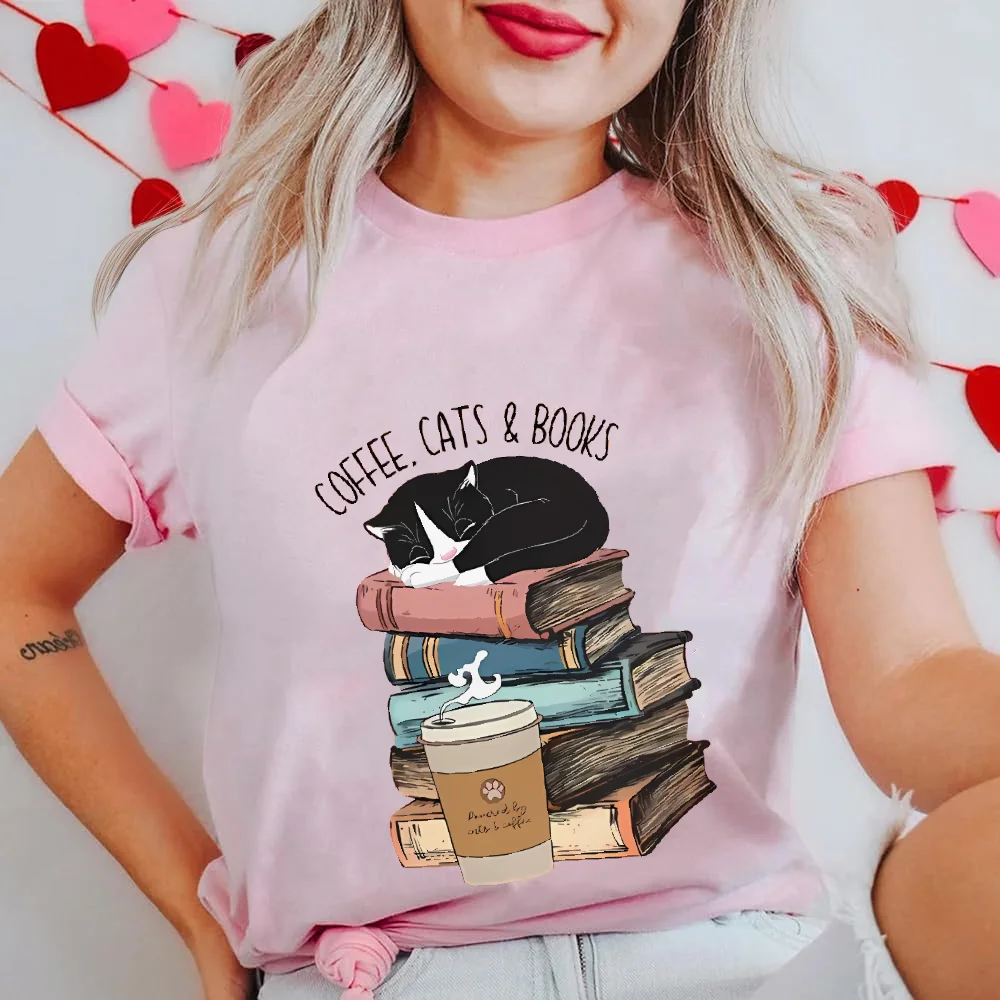 

Женская футболка с принтом книг и кота Y2K Girly Hot Spicy Sweetheart с коротким рукавом 2024, повседневный топ унисекс, большие хлопковые футболки