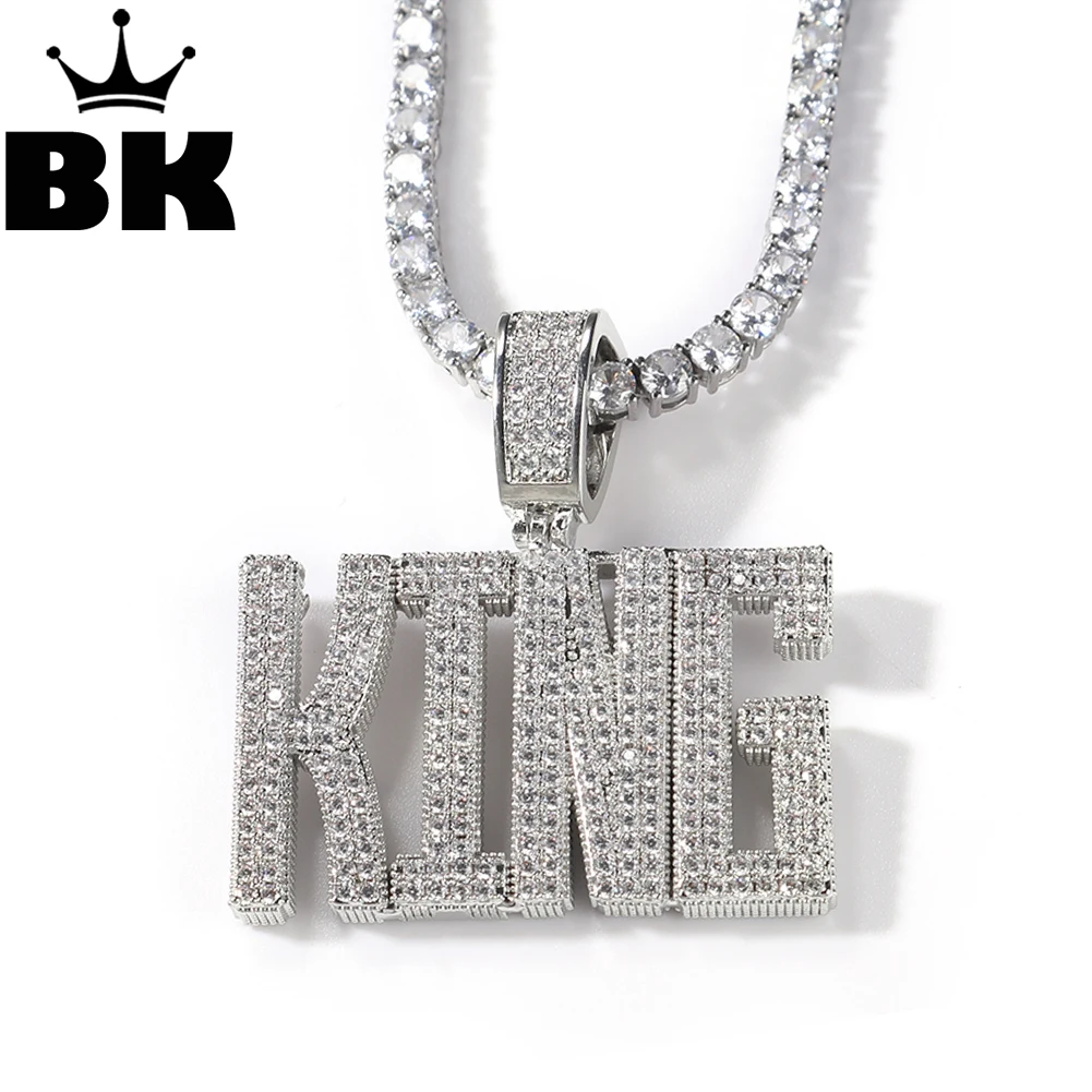 

THE BLING KING Custom Name Necklace For Men Regular Font Letters Heavy Pendant CZ Iced Out Hip Hop Goth Personalize Jewelry Gift