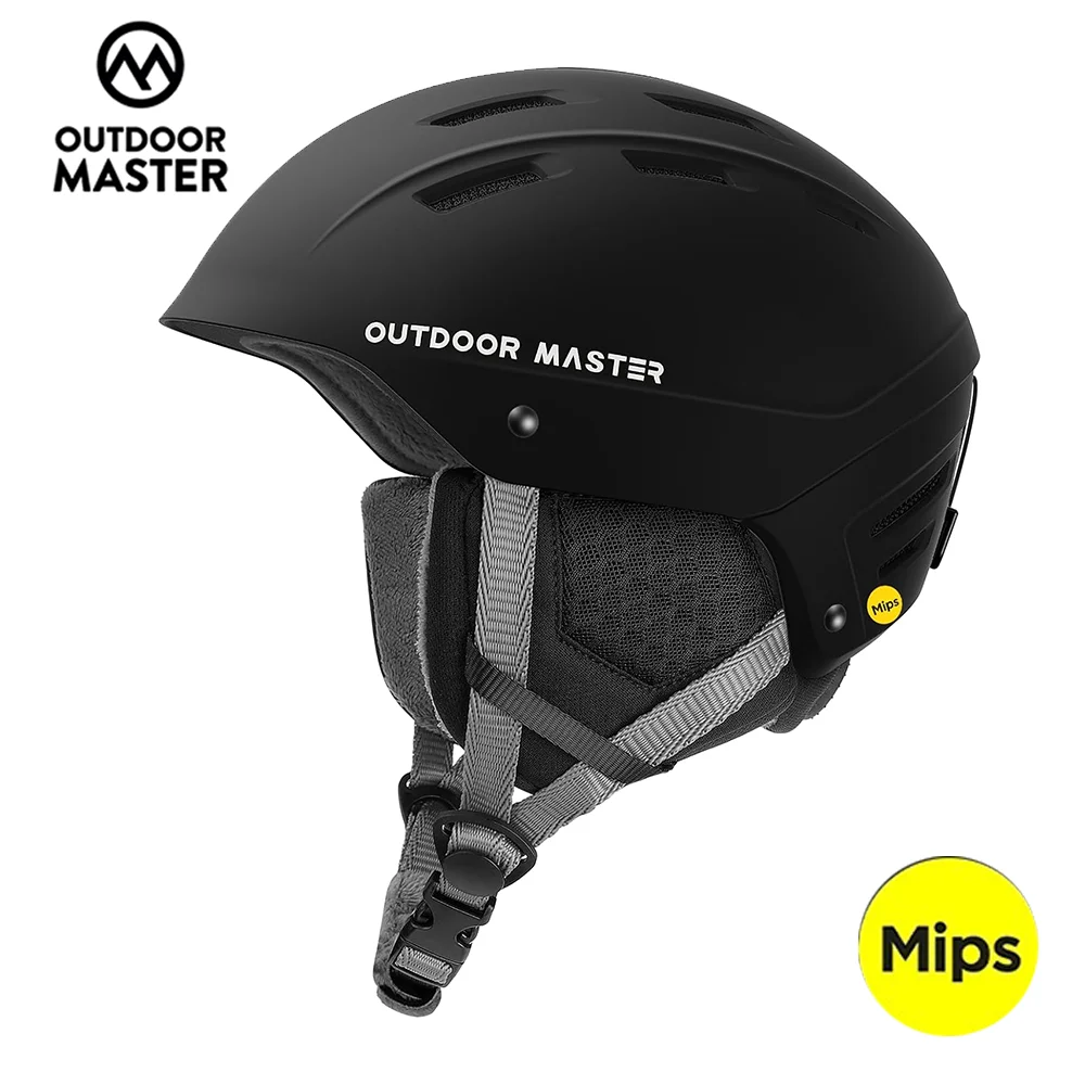 Casque de ski OutdoorMaster MIPS, aérodynamique, 14 aérations, casque de snowboard, ajustement personnalisé, molette de réglage de la taille, doublure polaire amovible, coussinets d'oreille compatibles audio