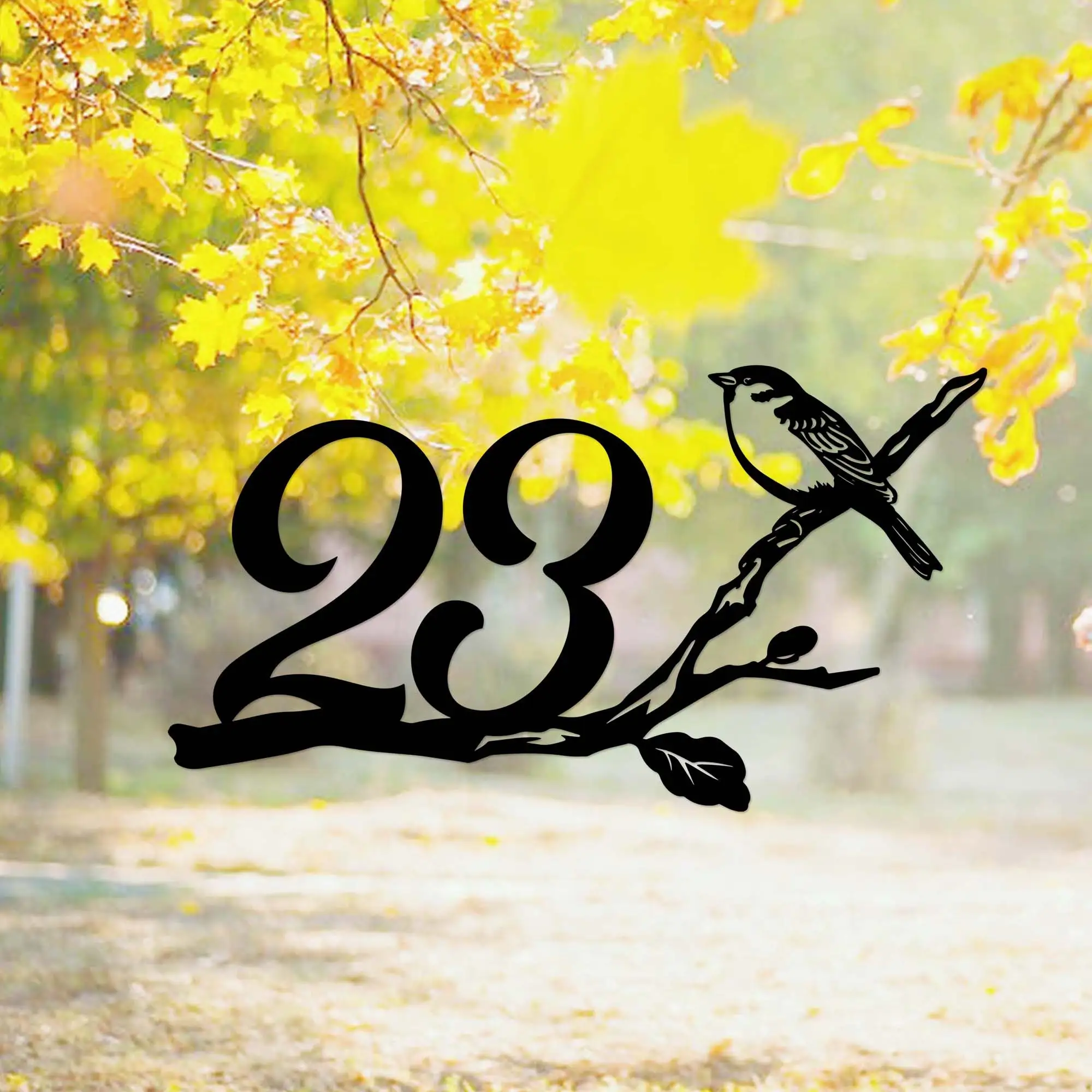 Metal House Number Sign with Bird,Custom Address Sign,Personalized Address Plaque,House Signs,Street Name Sign,Front Door Sign