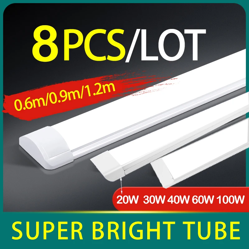 LED Integrated Single Fixture 1.2M Tube Bar Super Bright 100W Utility LED Shop Store Light Ceiling Under Cabinet Light Garage