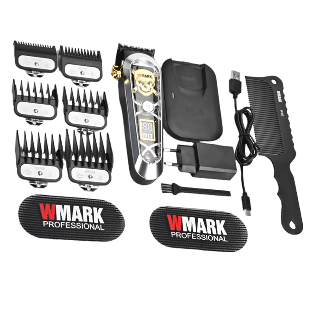Aparador De Pelo Wmark NG 130 Acabamento Base de Inducao Recarregavel Cabo Type-C