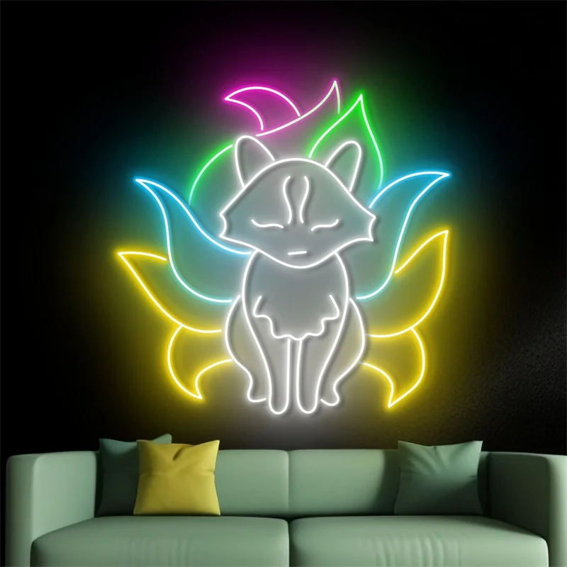 

Nine Tailed Fox Neon Wall Sign, Fox Led Wall Sign, Animal Neon Wall Light, Wild Life Led Wall Light, Pet Home Room Decor