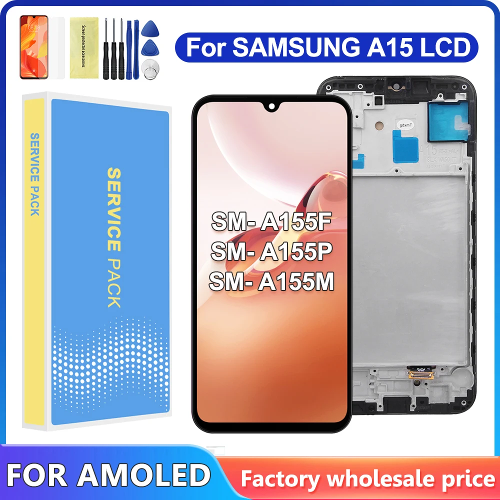 A15 4G AMOLED Quality Screen For Samsung A15 5G A156 A156B A156U A156P Display Touch Screen with Frame Digitizer Assembly