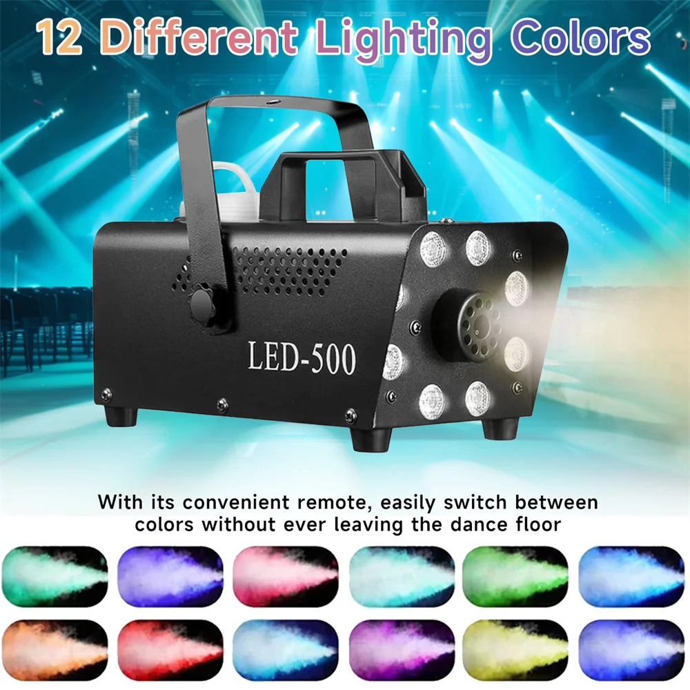 New LED Stage Disco Smoke Machine 500W Remote DJ Halloween Smoke Spraying Equipment Christmas Wedding Party Stage Fog Machine