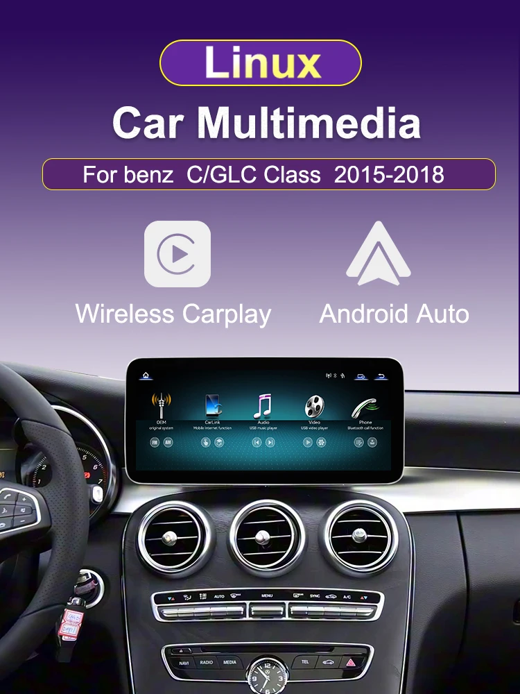 AUTOTOP 10,25 Zoll Linux Auto-Multimedia-Radio für Mercedes Benz C-Klasse W205 GLC W447 NTG 5.0 Carplay Android Auto Airplay Mirroring – Detail 1