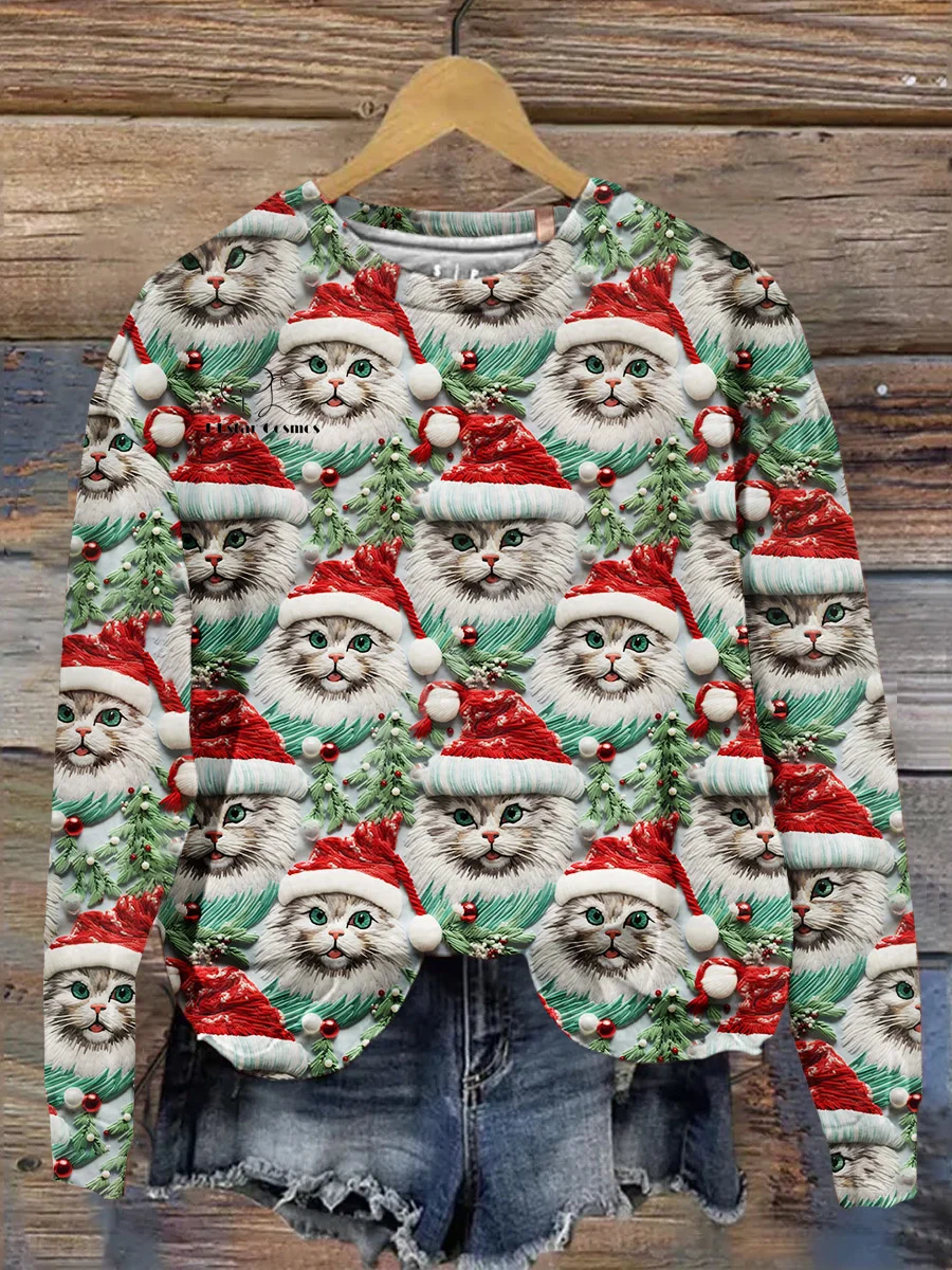 Christmas Ugly Knitted Sweater Xmas Santa Claus Animal Colorful Tattoo Retro Unisex 3DPrint Funny Harajuku Casual Long Sleeves U