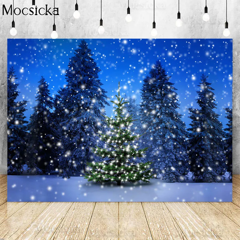 

Winter Scene Snowflake Backdrops Wonderland Christmas Tree Photography Background Forest Landscape Kids Portrait Photo Studio