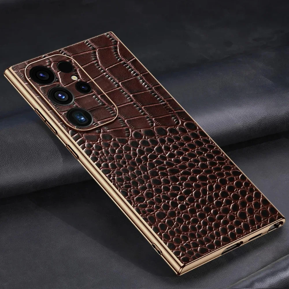 Etui na telefon z prawdziwej skóry do Samsung Galaxy S25, S24, S23, S25 Ultra, S25ULtra, S24ULtra, S25 Plus, luksusowe etui z pełną ochroną. — zdjęcie produktu 7