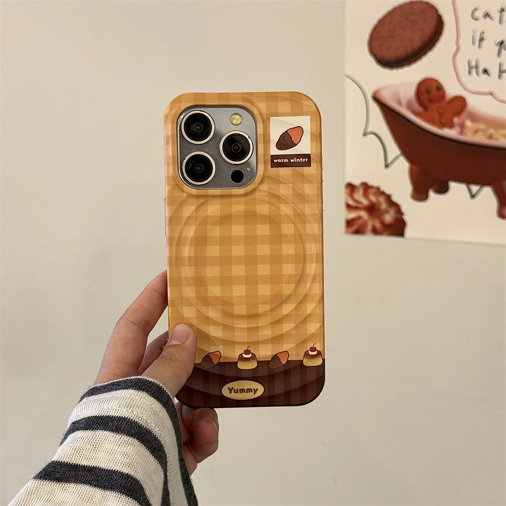 حافظة حماية جديدة من البطاطس الحلوة المشوية مع دعامة مغناطيسية، مناسبة لهاتف iPhone 17/13/14/15/16 Pr