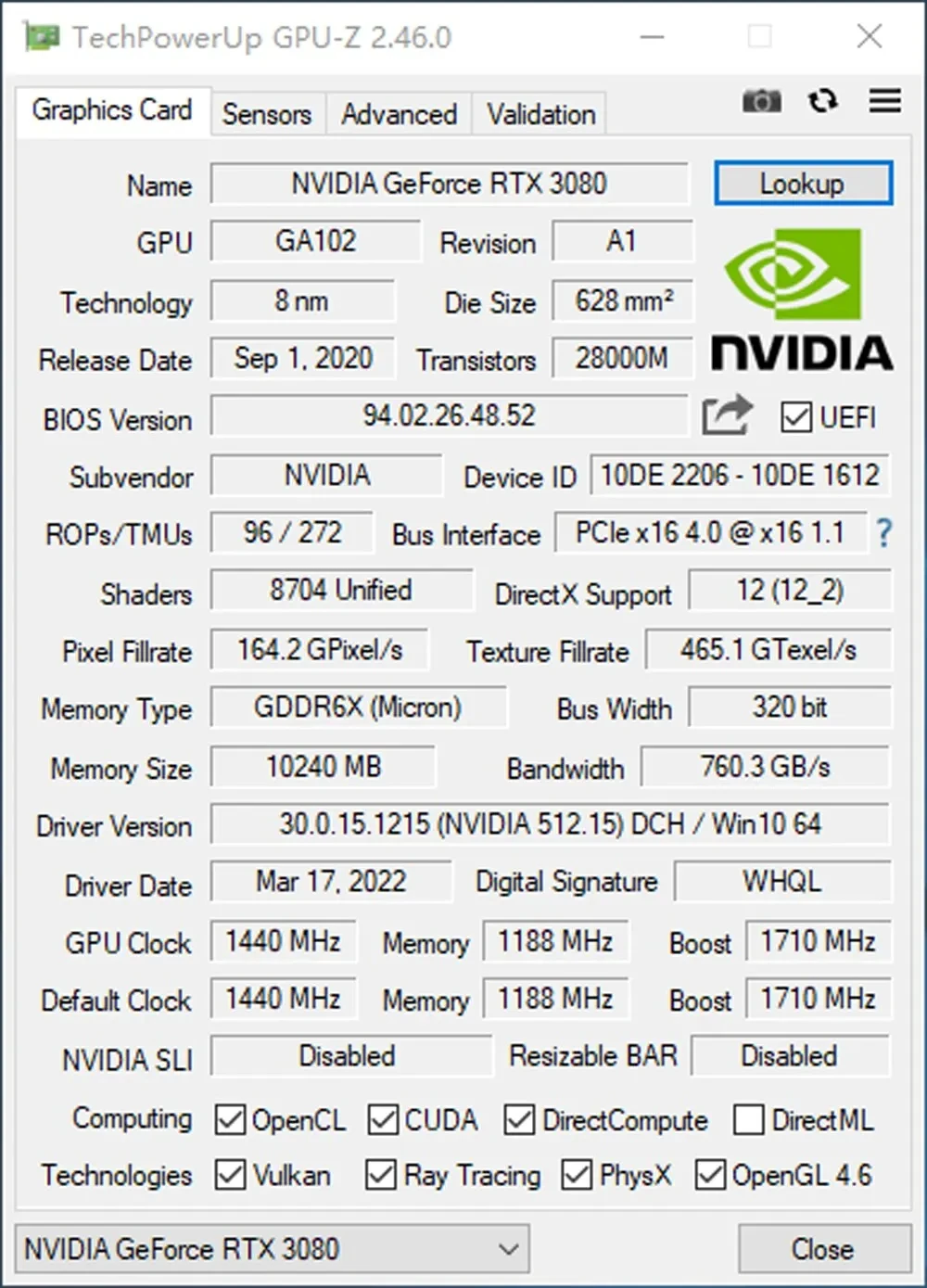 Używana karta graficzna RTX 3080 10GB GDDR6X 320 Bit pci-e 4.0 × 16 8 + 8Pin NVIDIA GPU oświetlenie RGB karta gry wideo Placa De Video