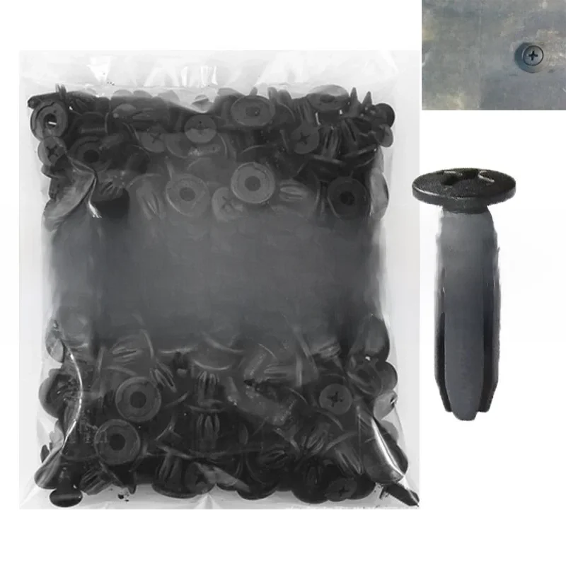 Universal Car 8mm Hole Plastic Rivets 1000/50 Fastener Push Clip Black Bumper Door Trim Panel Retainer Fastener Clip Accessories