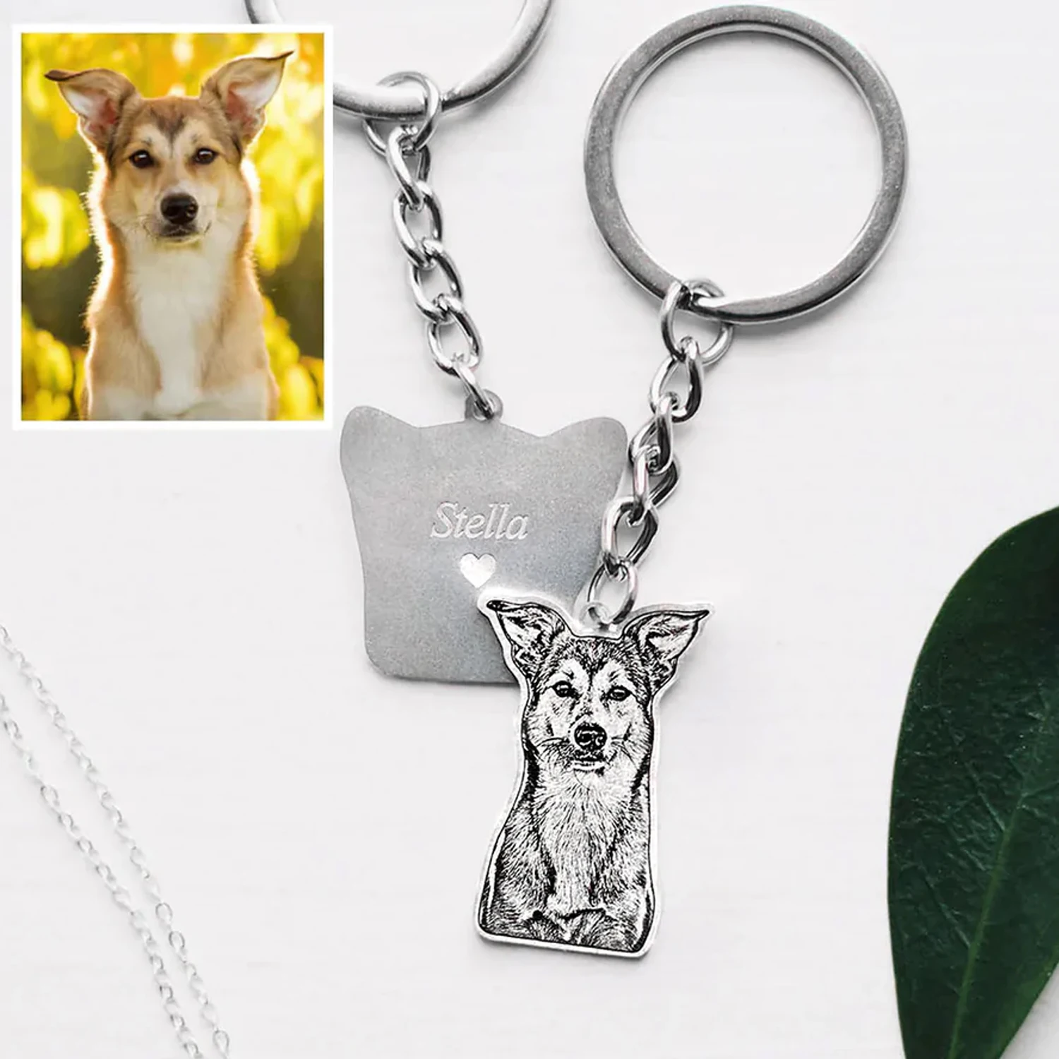 Customized Pet Pendants & Necklaces Stainless Steel Personalized Memory KeyChain Engraved Cat Dog Photo DIY Jewelry Pendant Gift