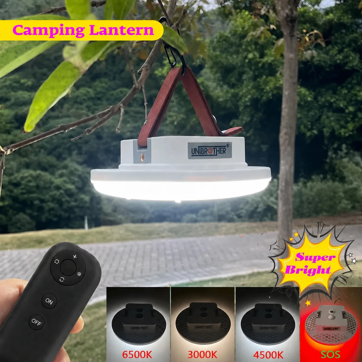 LED Rechargeable Brighter Camping Lantern Magnet Strong Light Portable Lighting Flashlights Tent Lamp with Remote Control Case