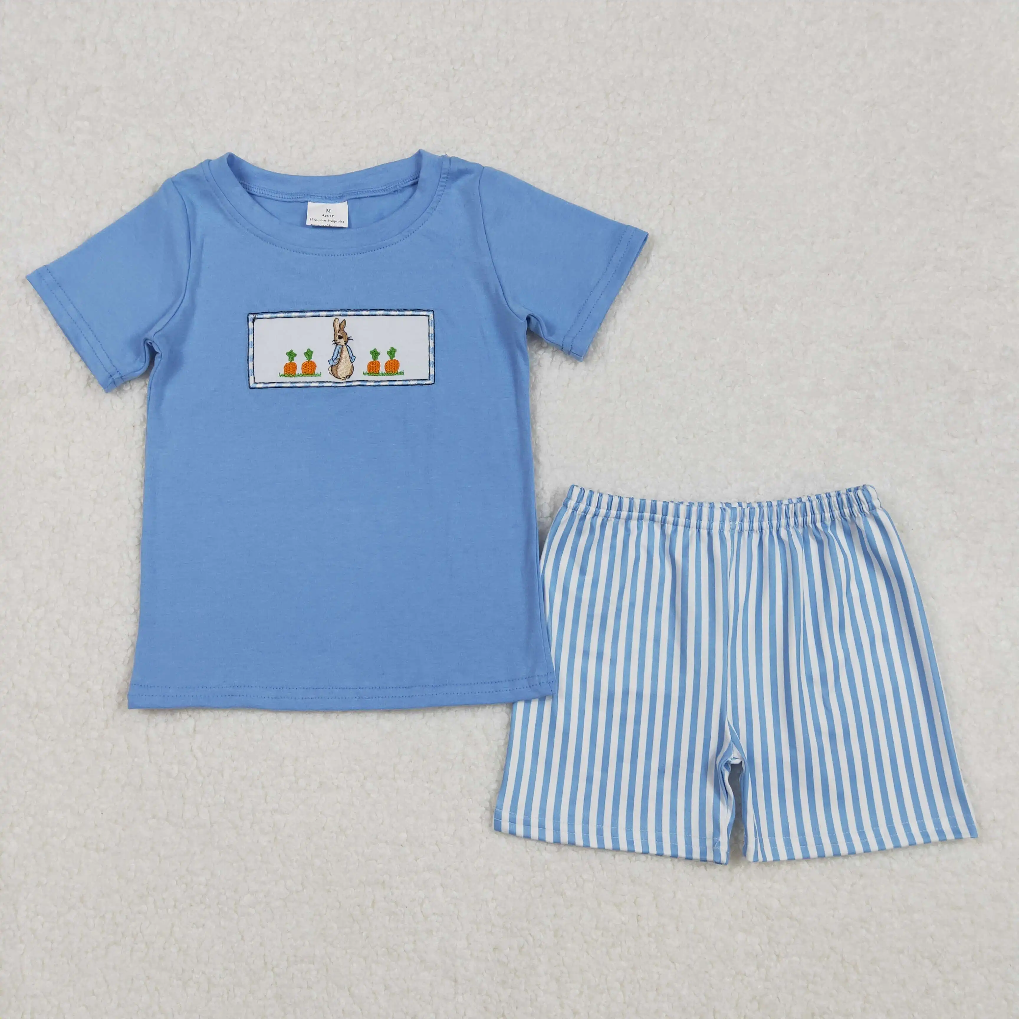 

Baby Boys Easter Rabbit Carrots Shirt Stripes Shorts Clothes Sets