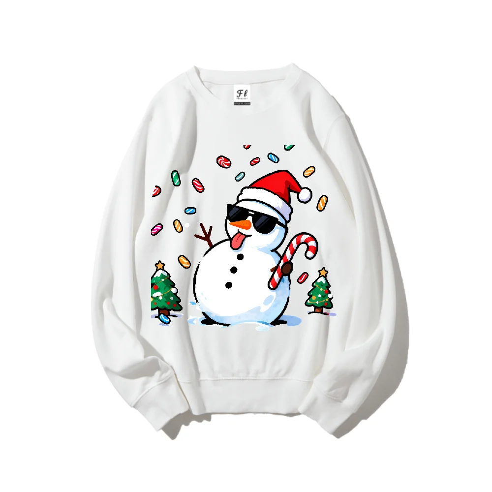 

Причудливый рождественский свитшот с длинными рукавами и рисунком снеговика, уютный зимний джемпер унисекс для рождественского праздника, повседневная модная одежда