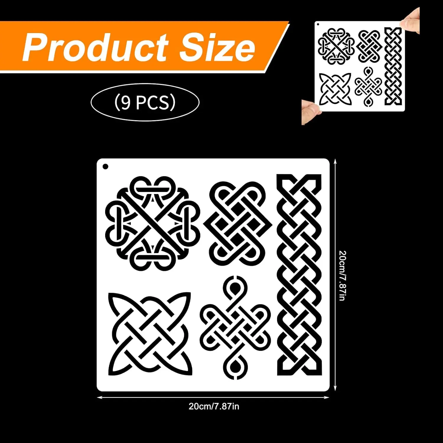 Celtic Knot Pattern Painting Stencil Set, 9PCS for DIY Craft