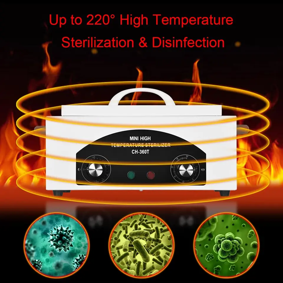 Esterilizador de herramientas de alta temperatura 2230ML, temperatura ajustable 50-220°C, equipo de limpieza ideal para barberías, salones, hospitales de mascotas y clínicas dentales, adecuado para tijeras de belleza y manicura 3