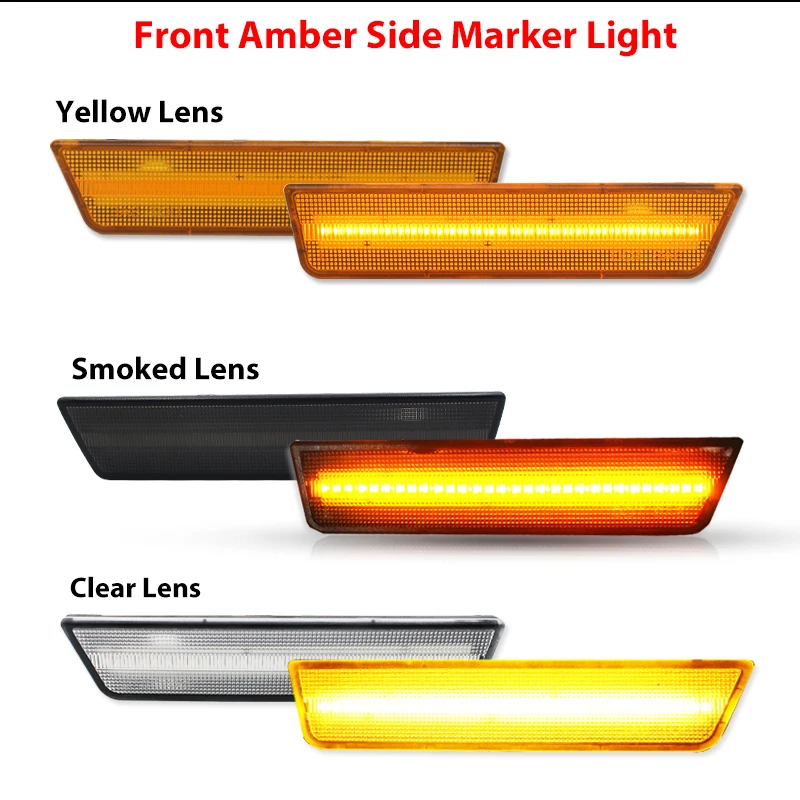 Ijdm ไฟสัญญาณด้านข้างหลอดไฟเลี้ยวไฟแอลอีดีสีแดงสีเหลืองอำพันสำหรับ2008-2014 Dodge Challenger สำหรับ DGE Charger ไฟเลี้ยว