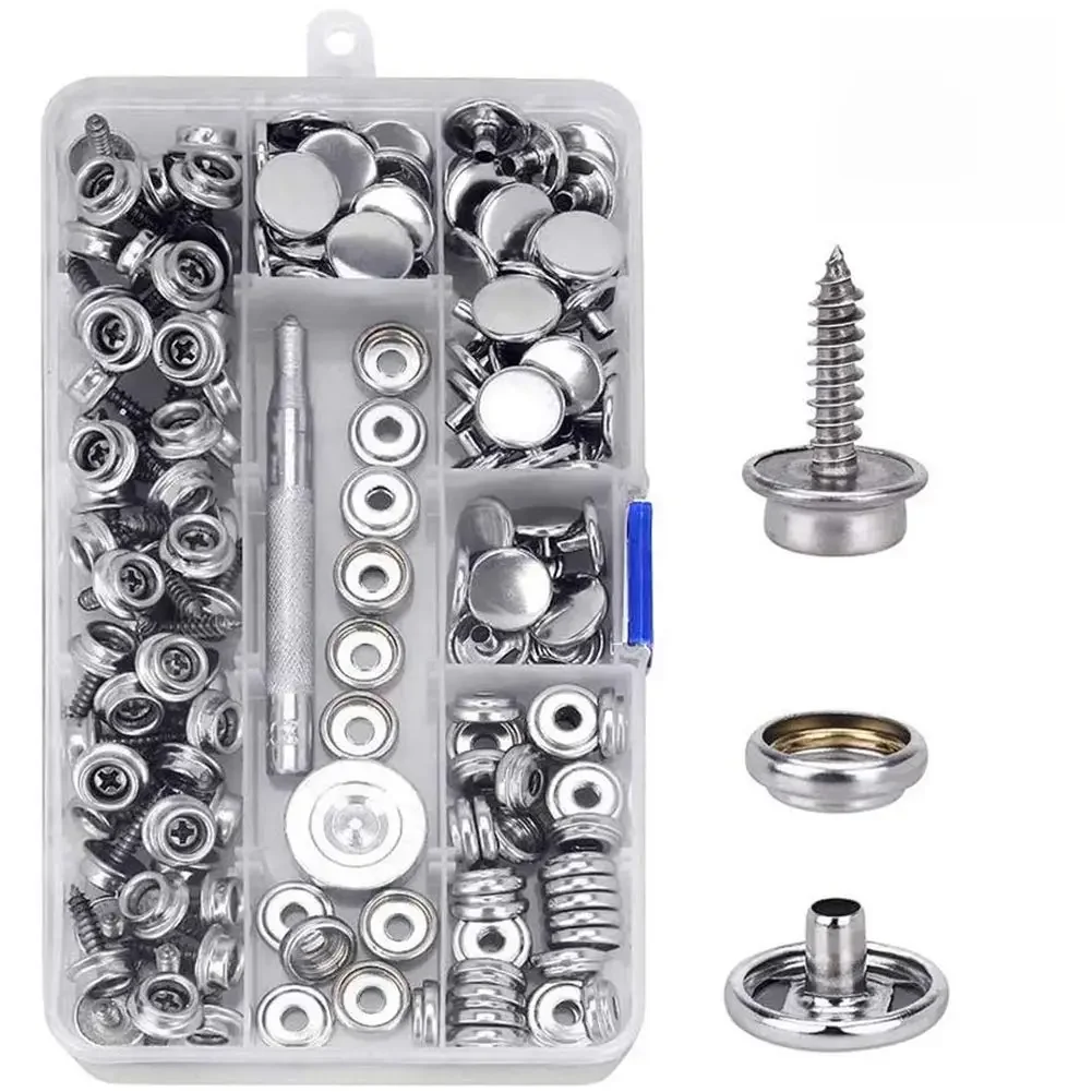 150-stück Edelstahl Marine Grade Leinwand und Polster Boot Abdeckung Druckknopf Verschluss Kit 10mm Schrauben Schnappt mit werkzeug