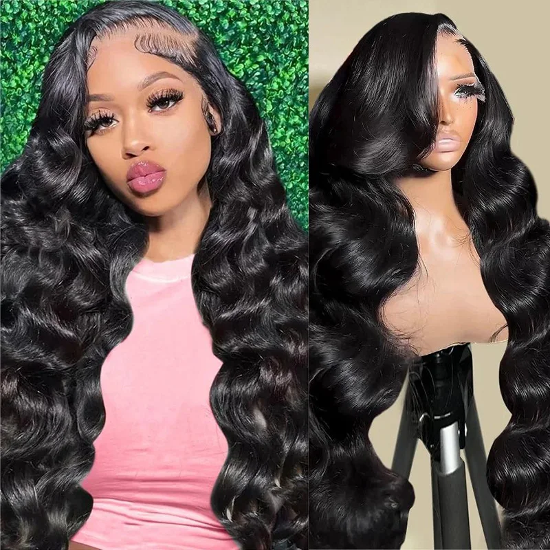 Natural 13x6 HD Transparent Lace Frontal Wig Pre Plucked Body Wave Human Hair Water Wavy Wig For Women 13x4 Lace Front Remy Wig