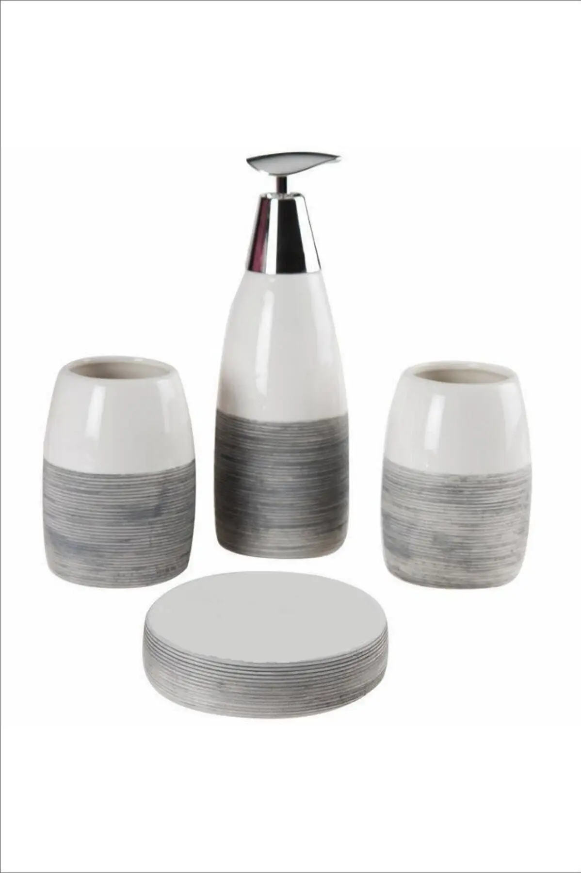 Bathroom Accessory Set Ceramic White 4 Pcs Toothbrush Holder Liquid And Solid Soap Dispenser Luxury Fast Shipping From Turkey