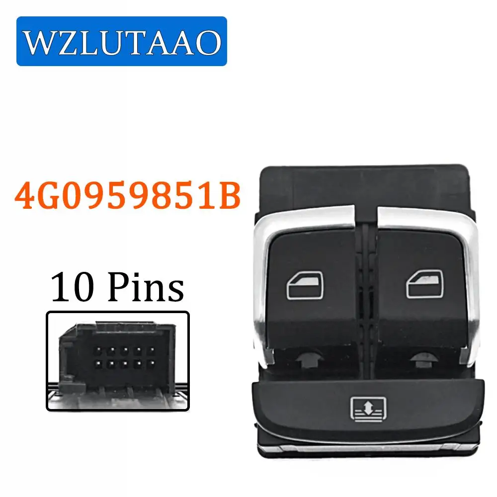 Chrome Plated Rear Master Power Window Switch Button For Audi A6 C7 2012-2018 4G0959851C 4G0 959 851 C 4G0959851B 4G0 959 851 B